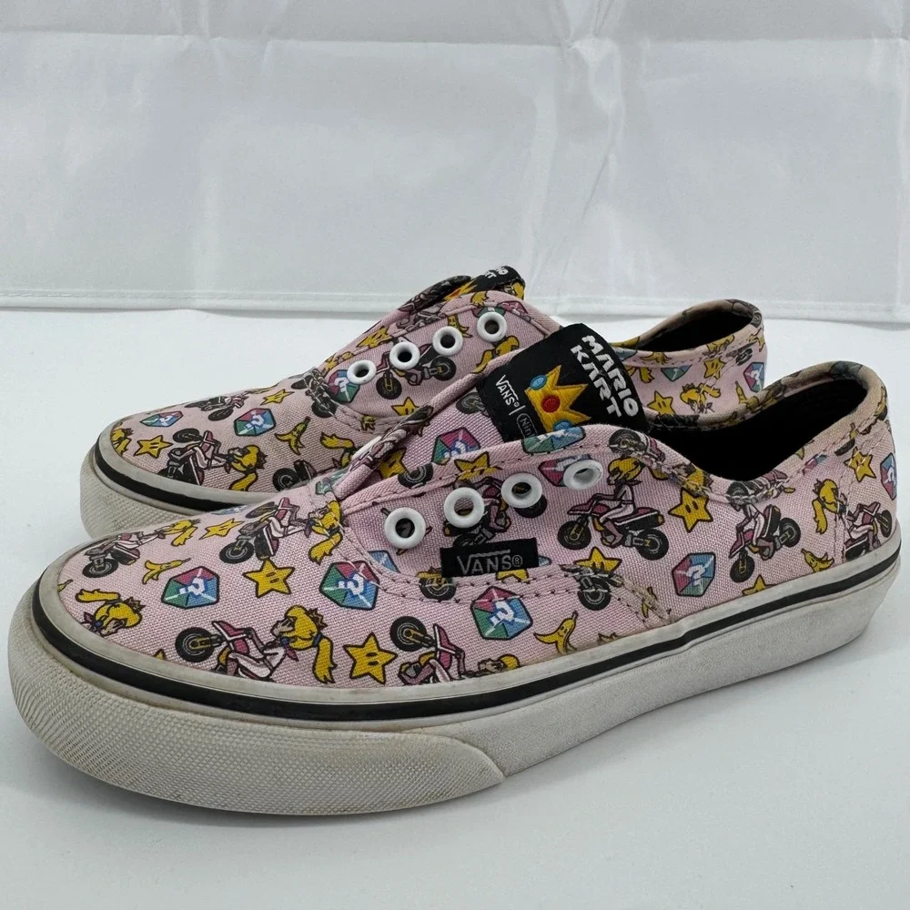Vans Nintendo Mario Kart Princess Peach Authentic Pink Kids Shoes Size 2.5 - Picture 1 of 13